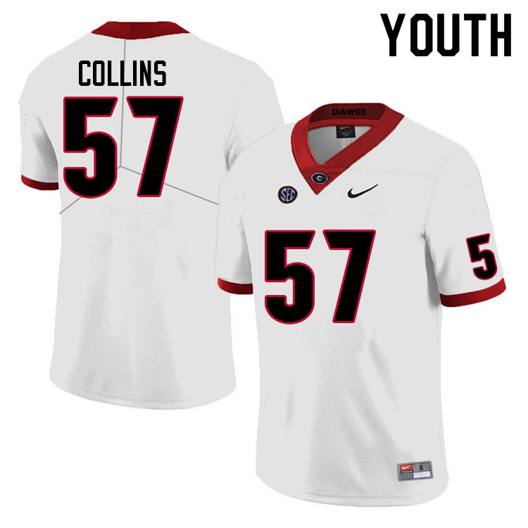 Youth #57 Luke Collins Georgia Bulldogs College Football Jerseys Sale-White Anniversary - Click Image to Close